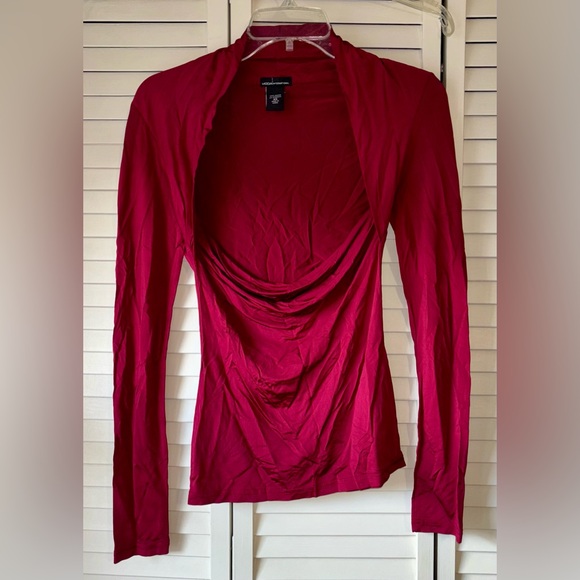 Moda International Tops - Moda International Deep Red Drape Neck Blouse